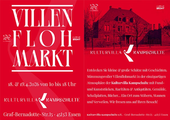 Kommet  zum  einmaligen Villenflohmarkt 18. und 19. April  von  10  bis  18  Uhr